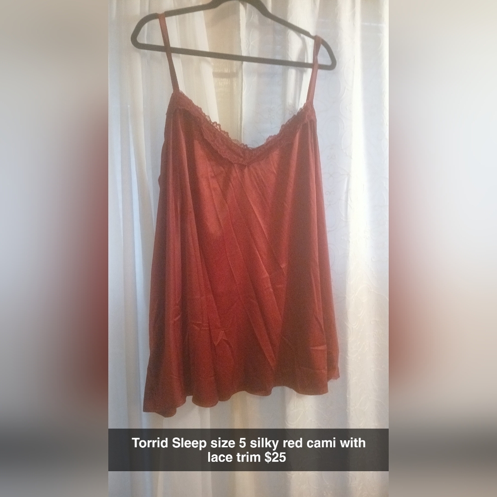 Torrid Red Lace-Trimmed Silky Cami